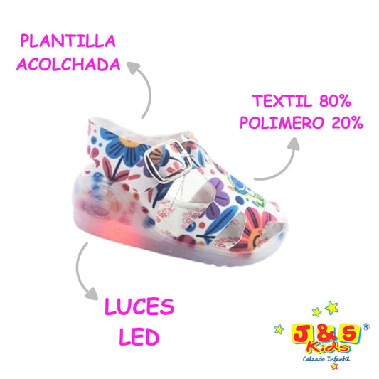 4276 SANDALIA FLORAL COLOR BLANCA FUCSIA