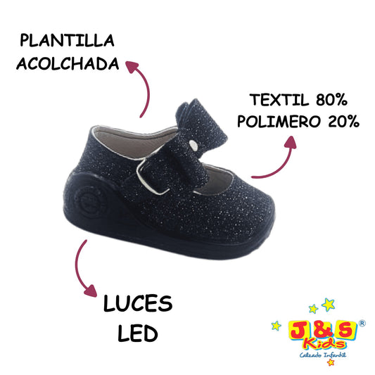 9923 BALETA ESCARCHA COLOR NEGRO